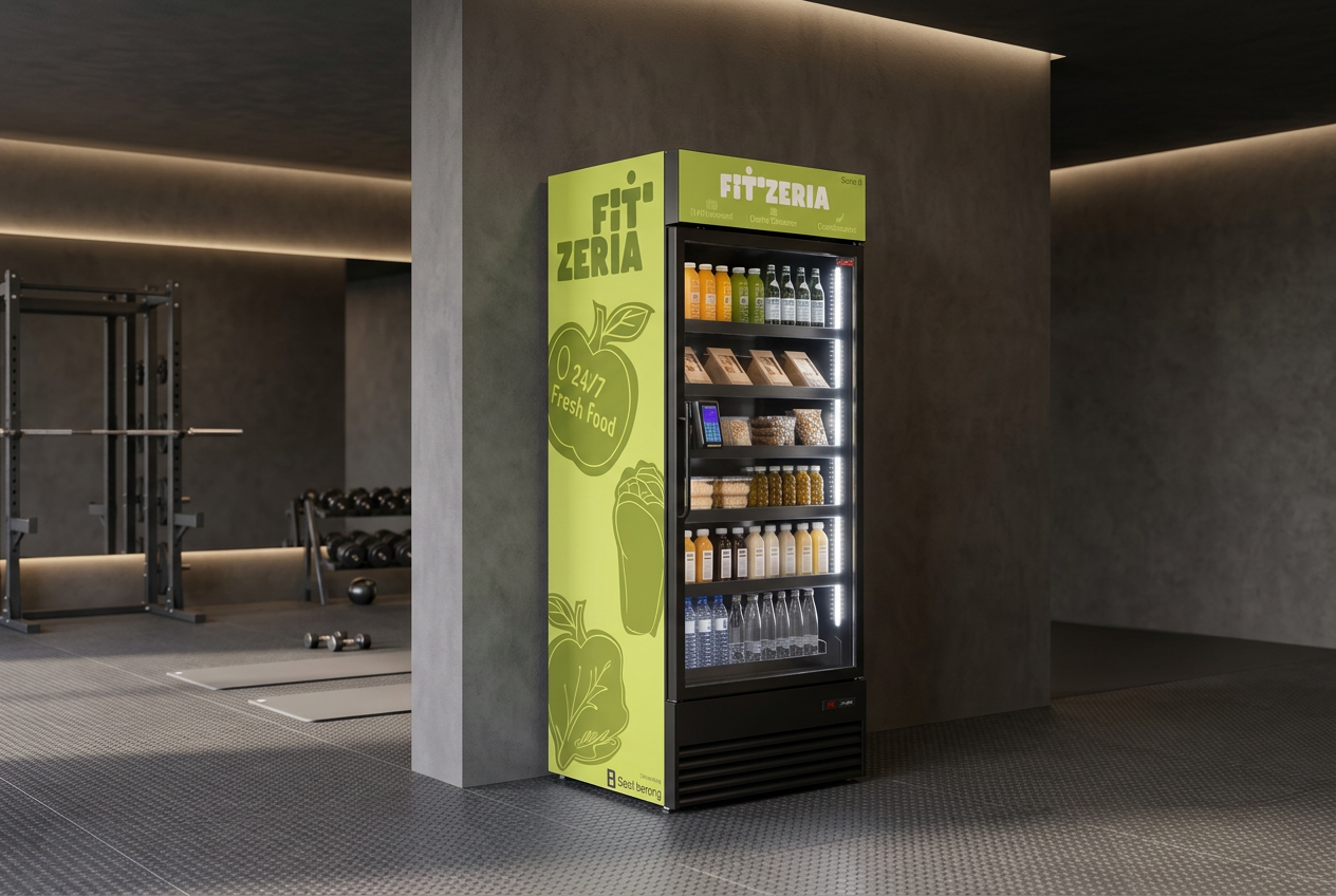 Fresh Vending unit at the entrance of a gym