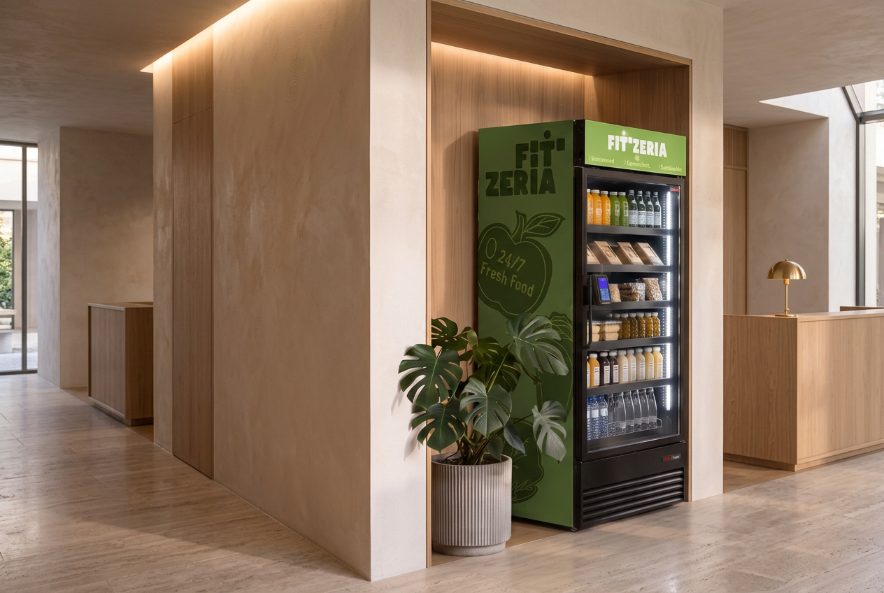 Fresh Vending unit in a hotel lobby